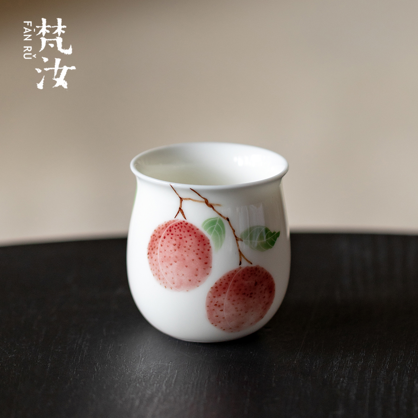 梵汝手绘红荔清瓷福袋主人杯