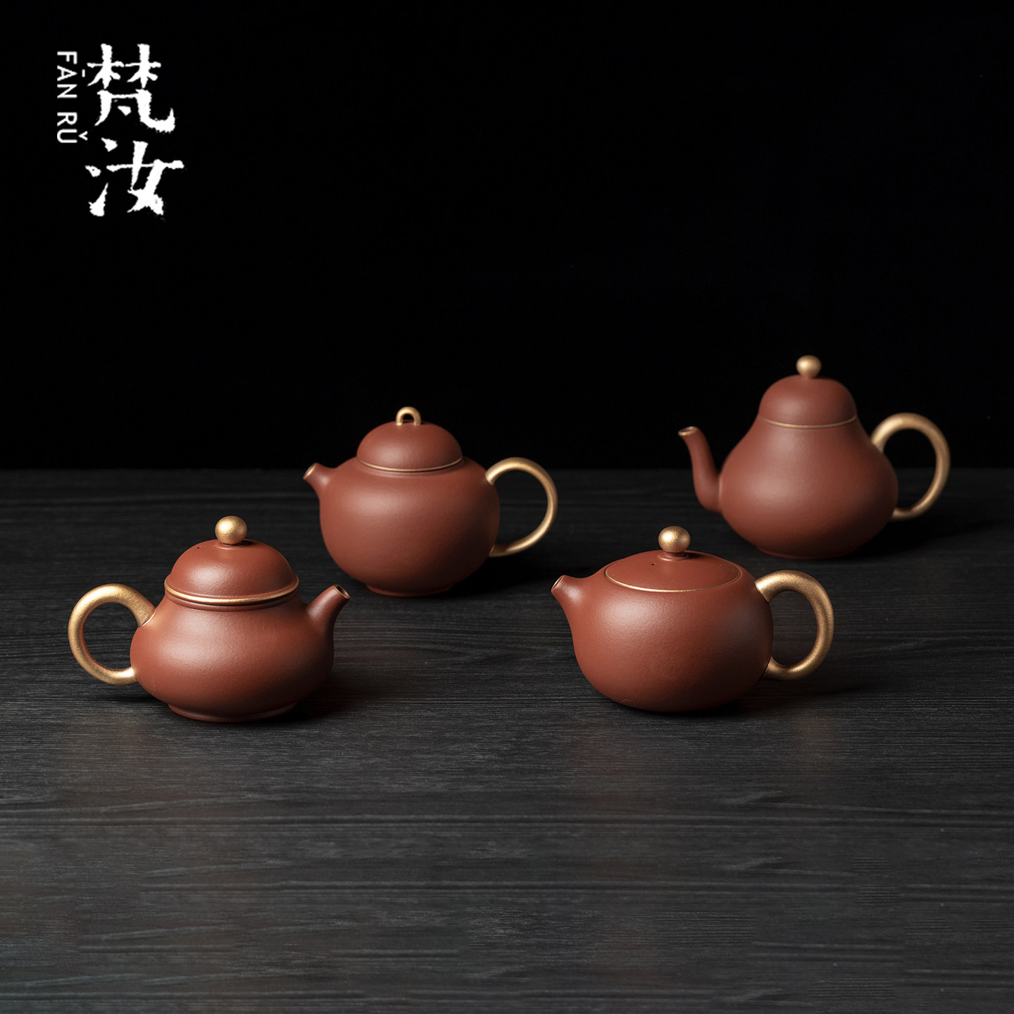 梵汝手工宜兴原矿紫砂壶梨皮朱泥描金泡茶壶一人饮西施壶文旦梨壶
