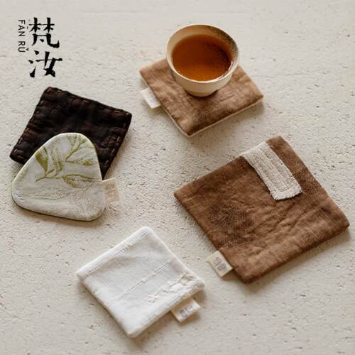 梵汝棉麻布艺杯垫小茶垫茶桌隔热
