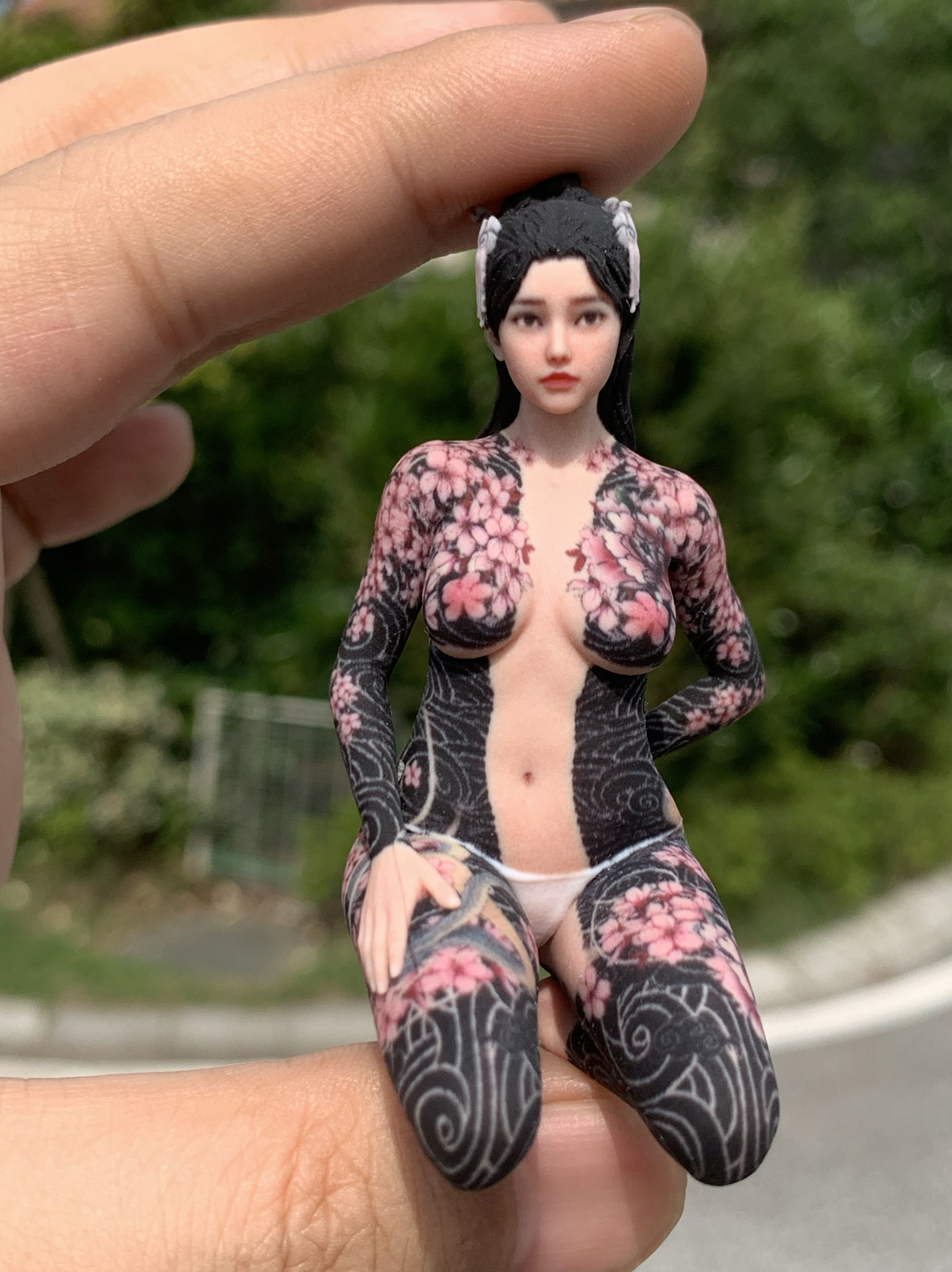 1/18 1/12日本极道女通体纹身gk超写实雕塑玩偶微缩艺术摆件手办