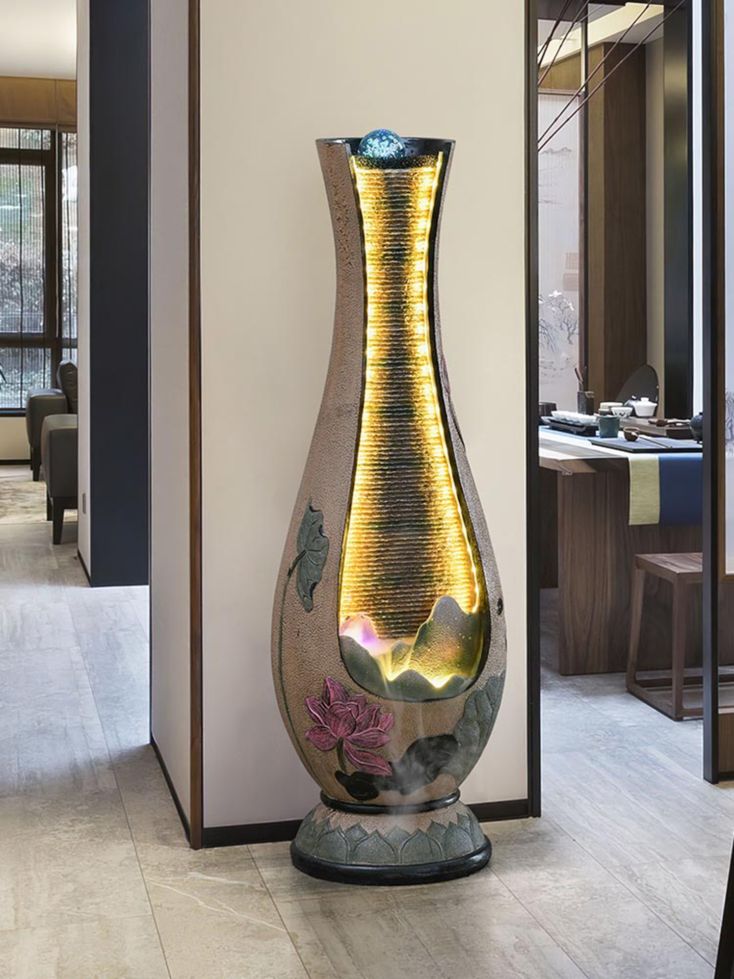 新中式流水摆件玄关客厅电视柜旁喷泉招财循环水景观装饰乔迁礼品