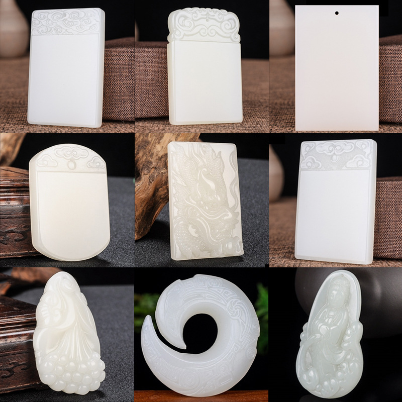 新疆和田白玉平安事牌吊坠