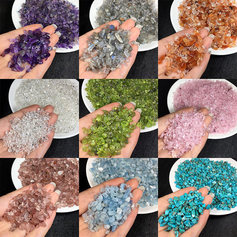 天然紫白黄水晶碎石DIY手工粘贴彩画沙画手链净化消磁装饰品摆件