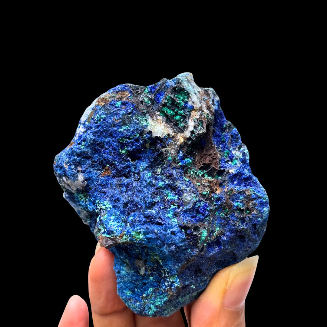 天然蓝铜矿原石摆件孔雀石共生矿矿物晶体收藏奇石花盆鱼缸造景石