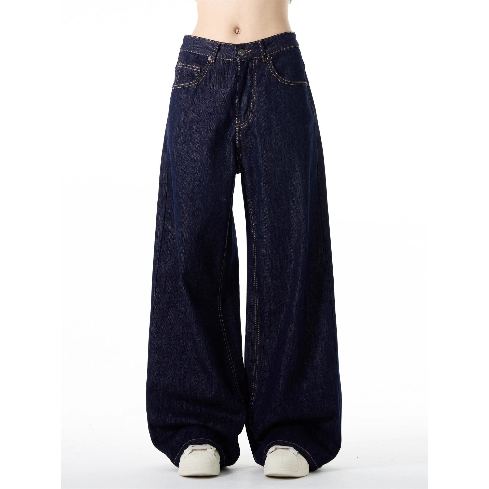 美式复古阔腿牛仔裤男士潮牌春秋新款宽松垂感直筒休闲拖地长裤子