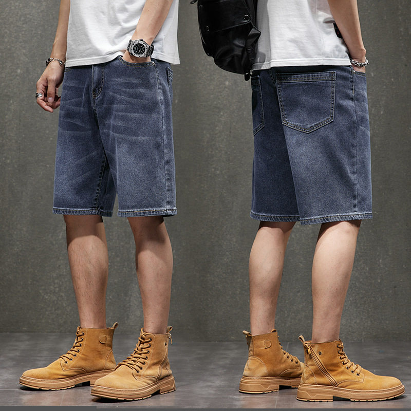 2026春夏季潮牌牛仔短裤男宽松百搭大码五分牛仔裤男怀旧蓝裤子