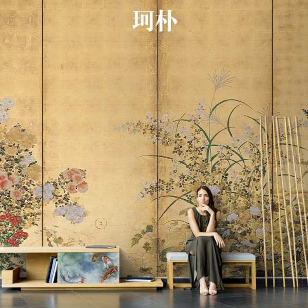 珂朴新中式花草复古壁纸定制壁画国潮玄关墙纸茶室客厅电视背景墙