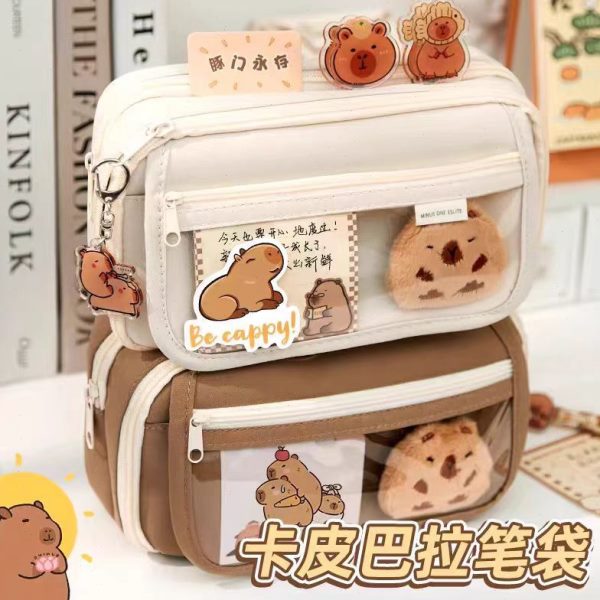 扒初中拉新款笔袋吧啦放网红可搞怪女生小卡可爱皮笔袋比巴卡拉卡