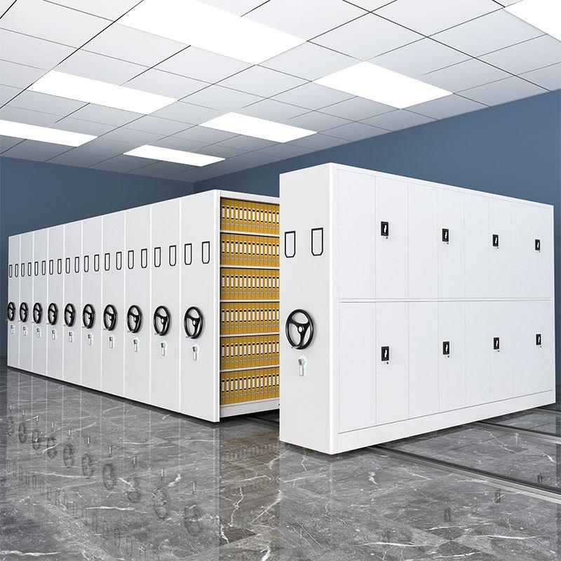 密集架电动智能密集架手摇式移动钢制档案柜凭证架轨道资料文件柜