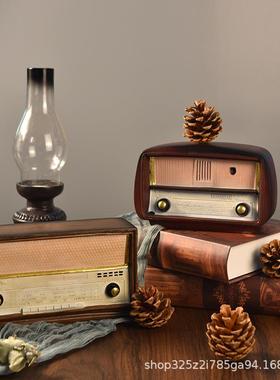 复古老式收音机怀旧老物件摆件家居用品客厅咖啡店装饰艺术小雕像