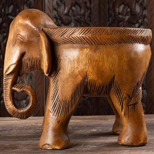 泰国大象坐凳实木家用门口雕刻换鞋凳儿童矮凳可爱创意木墩凳矮凳