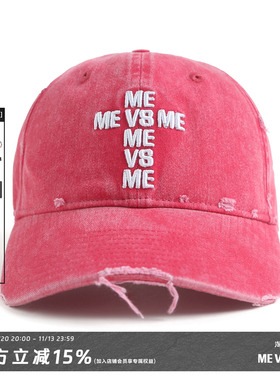 MEVSME红色水洗弯檐帽