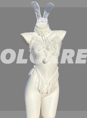 ColorREL“KissKiss”性感内衣套装高级圣诞内衣兔子耳镂空qq内衣