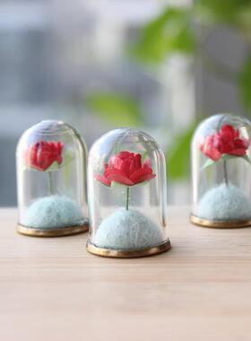 创意王子玫瑰花玻璃花房rose迷你礼品微缩红玫瑰文艺玻璃小饰品