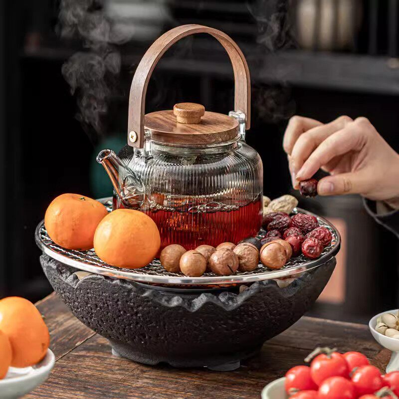 家用围炉煮茶黑晶炉煮茶器具白茶烤奶烧水壶茶具套组养生玻璃茶壶