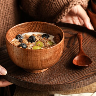 饭碗燕麦碗水果碗吃饭的碗甜品碗高级感双皮奶碗木碗餐具日式汤碗