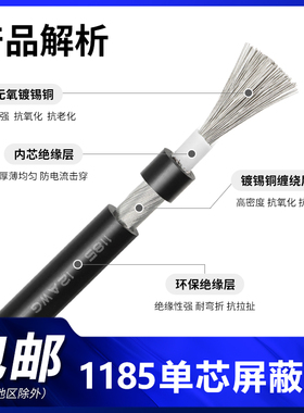 1185单芯屏蔽线28 26 24 22 20 10AWG音频信号线缠绕屏蔽线抗干扰