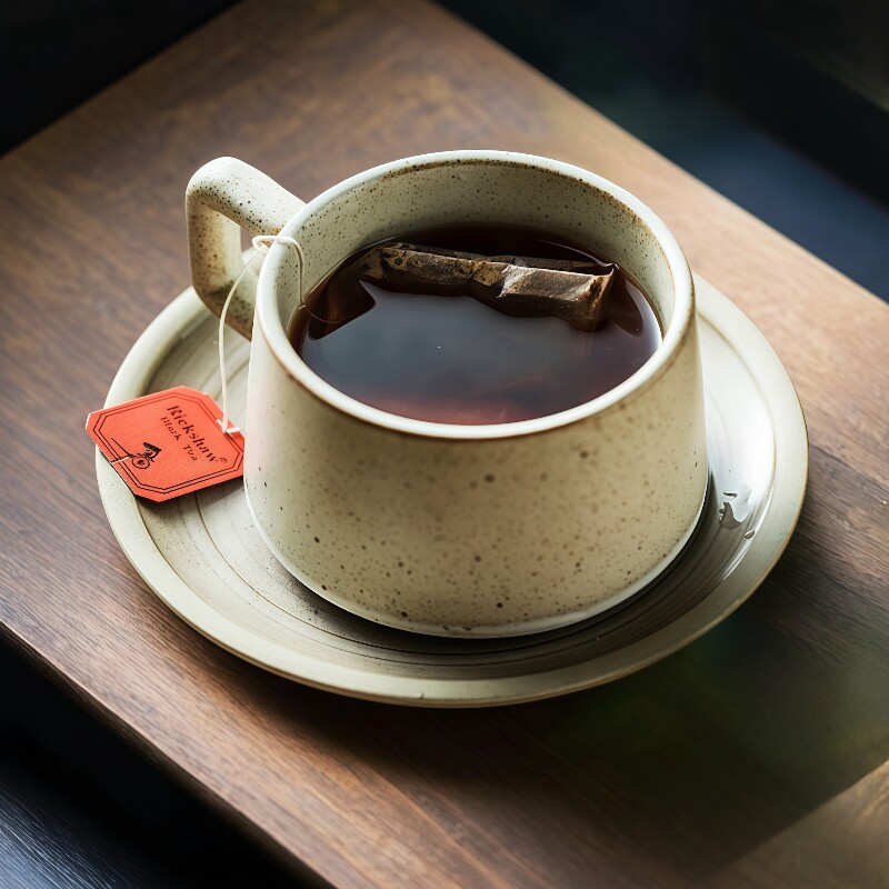 复古粗陶手绘轻奢咖啡杯碟套装图片