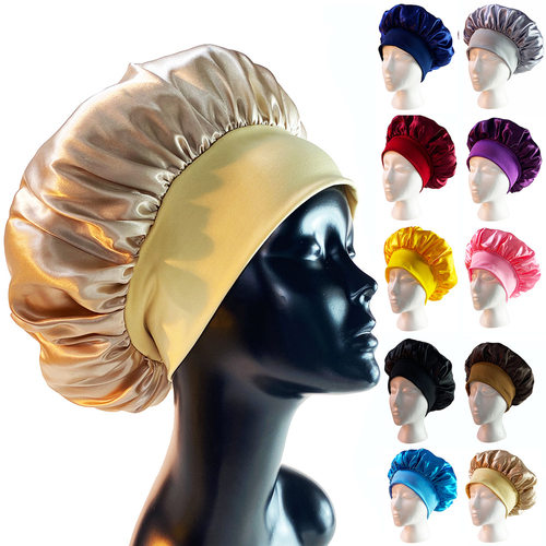 宽边色丁睡帽护发帽跨境亚马逊现货 BONNET CAP