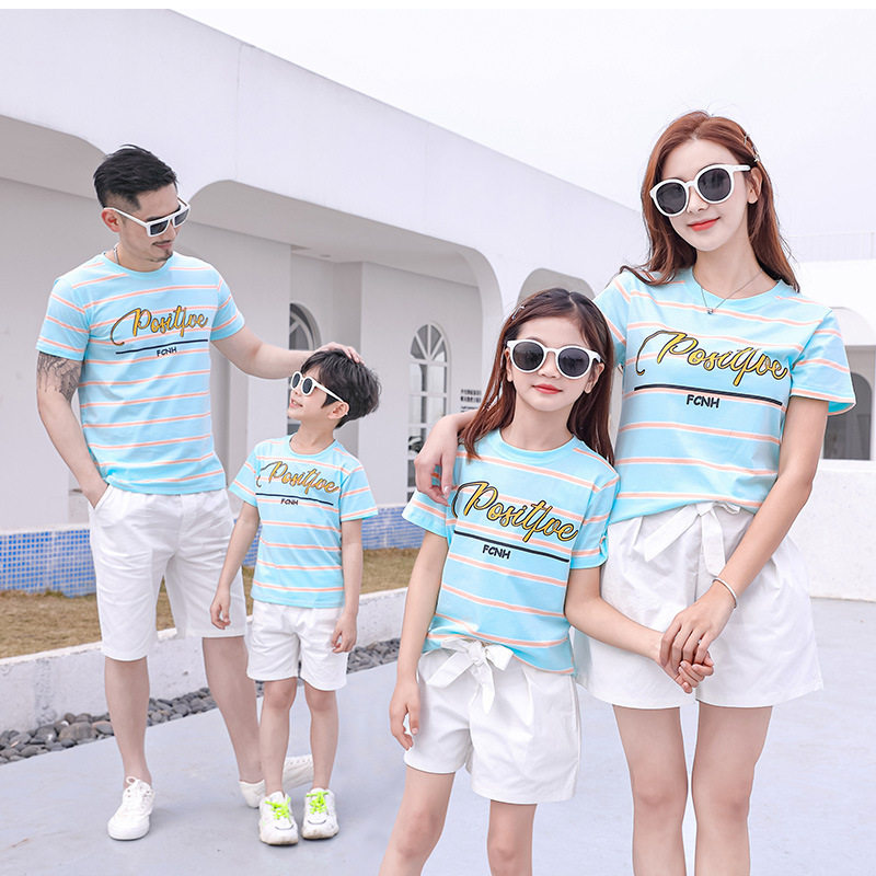 亲子装2021新款潮夏季一家三口四口全家母子母女洋气沙滩两件套装