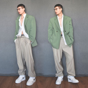 茶系上衣绿色茶歇风外套忧郁的冷淡系西装高级感奶系穿搭早春套装