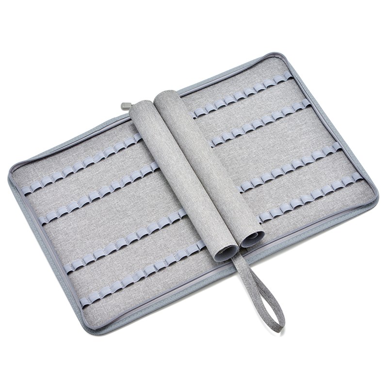 意斯华48格帆布钢笔收纳包 YKK拉链简约防水防尘大容量钢笔文具