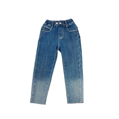 女童渐变色牛仔裤洋气2024春秋季新款儿童弹力铅笔裤女孩加厚裤子