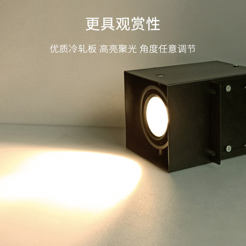 铝方通吊顶专用led灯方形方通cob双头明装格栅筒灯射灯天花斗胆灯