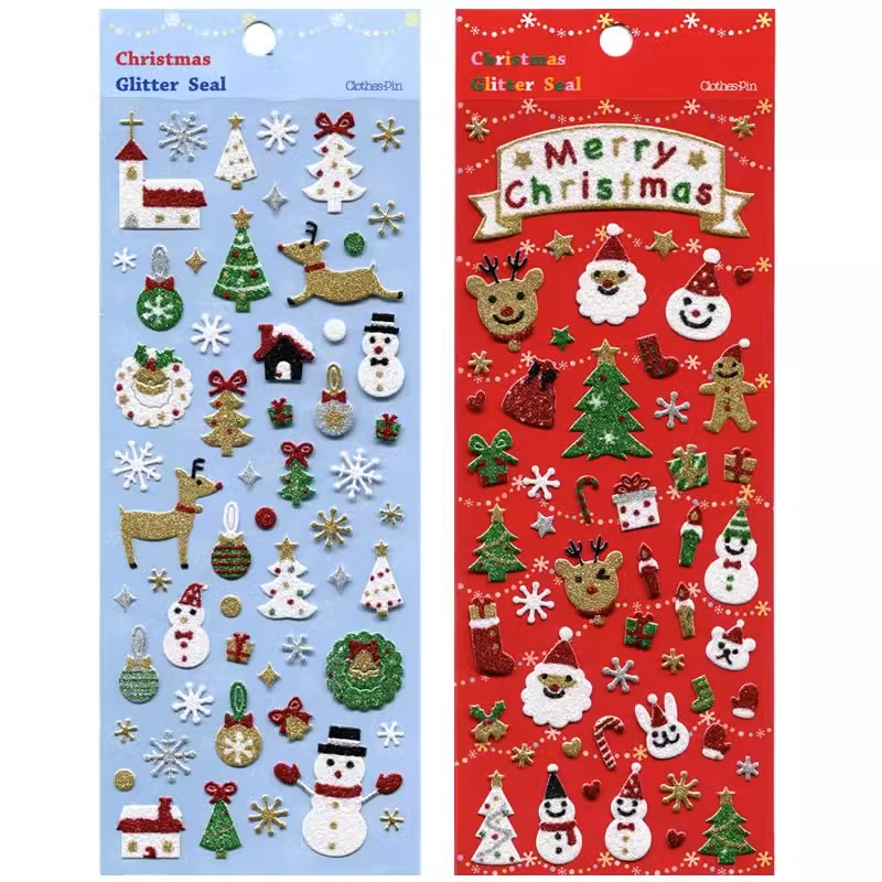 耶诞节贴纸装饰儿童卡通泡泡素材窗贴咕卡立体贴画3D幼儿园奖励小