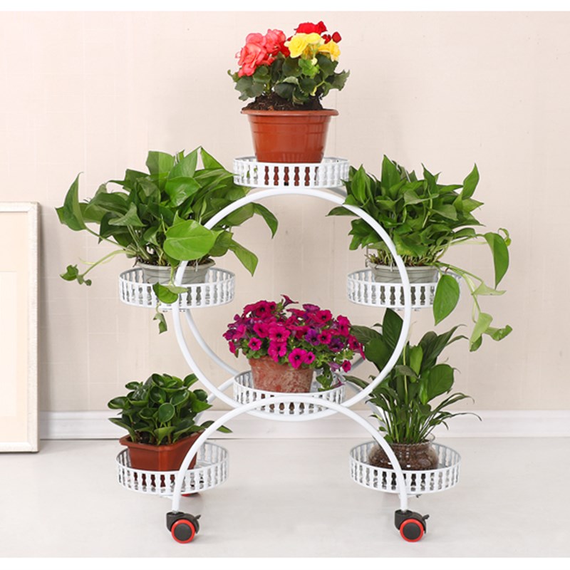 花架置物架铁艺多层带轮落地式绿萝花盆架客厅阳台花架子室内家用