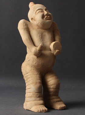 乐器男俑仿汉陶俑击鼓说唱俑陶器中式摆件宾馆酒店装饰品工艺品