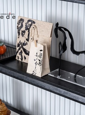 中式样板间书房书架客厅博古架茶室茶桌软装饰品茶具陈列组合套装