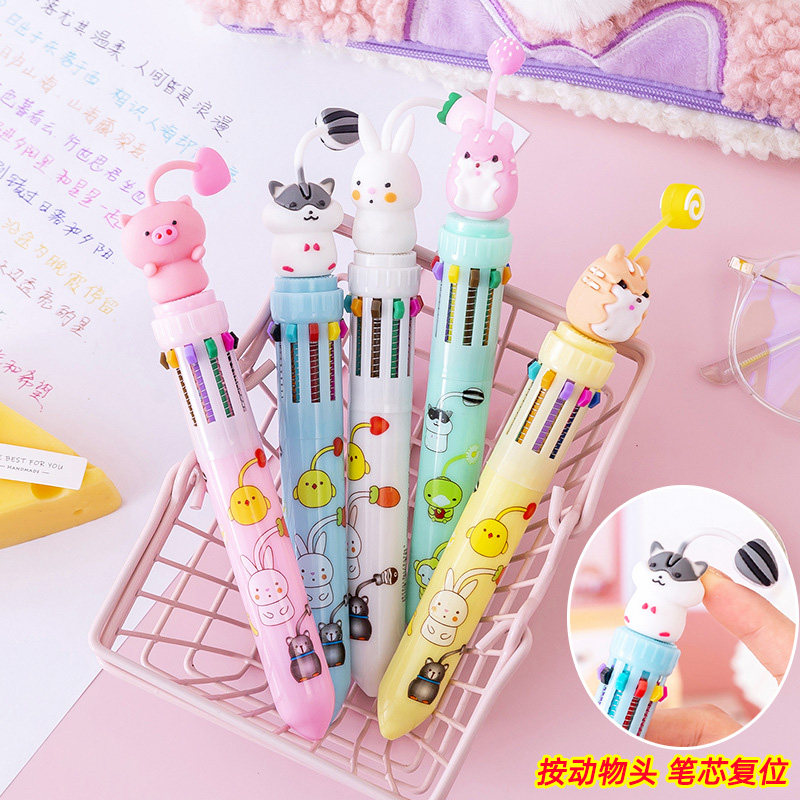 多色圆珠笔按压式十色笔芯学生实用彩色油笔创意开学奖励小礼品,文具电教/文化用品/商务用品,圆珠笔,淘宝优惠券,粉丝福利购,淘宝优惠卷