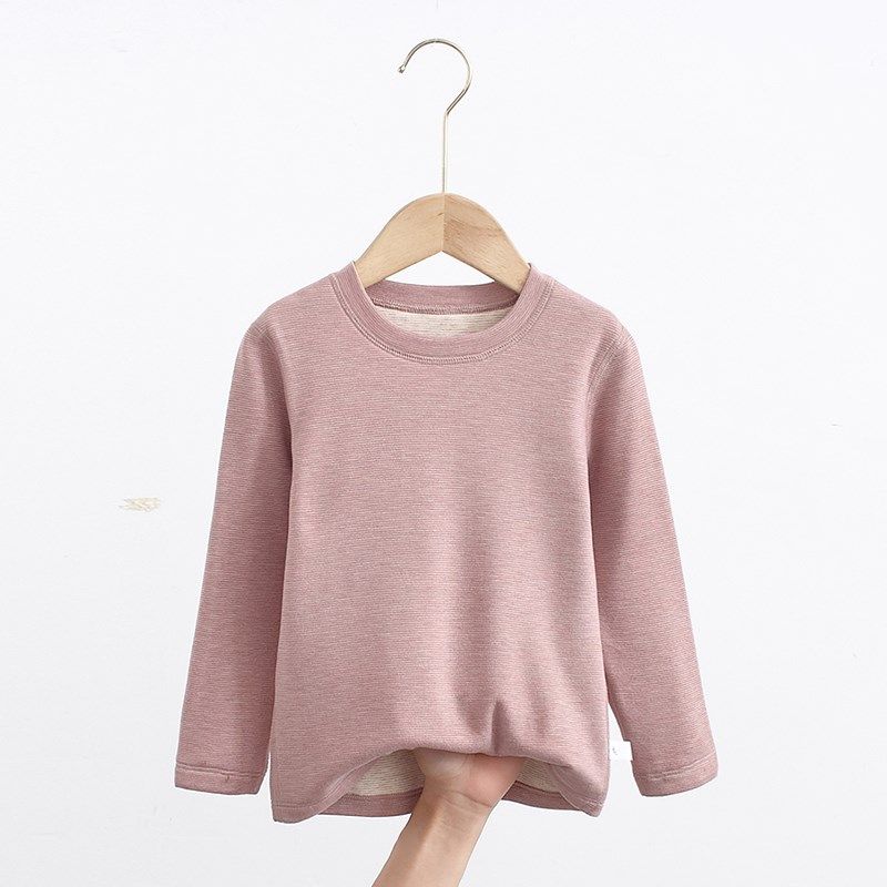 儿童半高领保暖打底衫男女童双层加绒上衣中大童校服神器8166