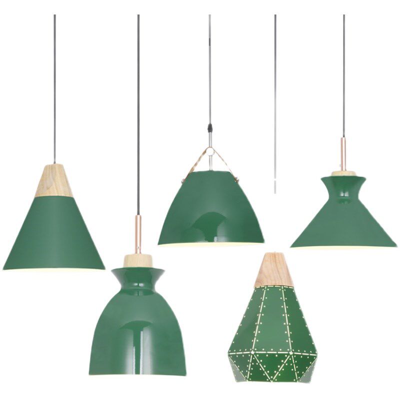 复古工业风餐厅吊灯怀旧酒吧火锅店创意个性草绿色奶茶店锅盖灯罩