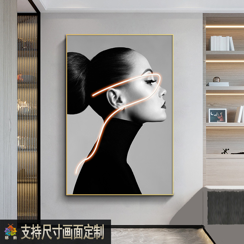 时尚艺术美女人物装饰画理发店美容院过道墙面挂画客厅卧室落地画图片