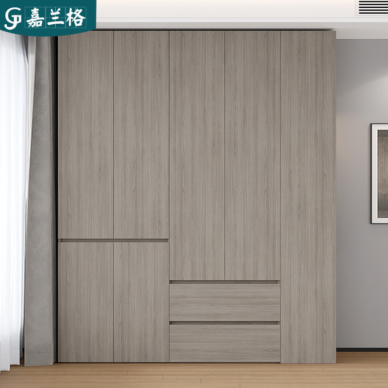 分段式免拉手衣柜意式轻奢一门到顶衣柜家用卧室平开门大衣橱定制