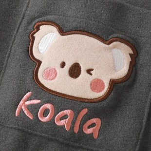 奶萌树袋熊甜美可爱加厚暖绒睡衣女款秋冬季男情侣家居服套装