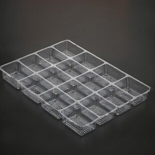 塑料透明猪脑盒一次性猪脑花包装冷冻猪脑专用盒子16格100个无盖