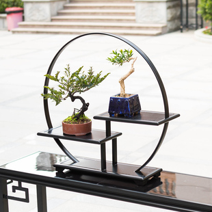 新中式花架桌面置物架阳台多层绿植架轻奢盆景架多肉架铝合金架子