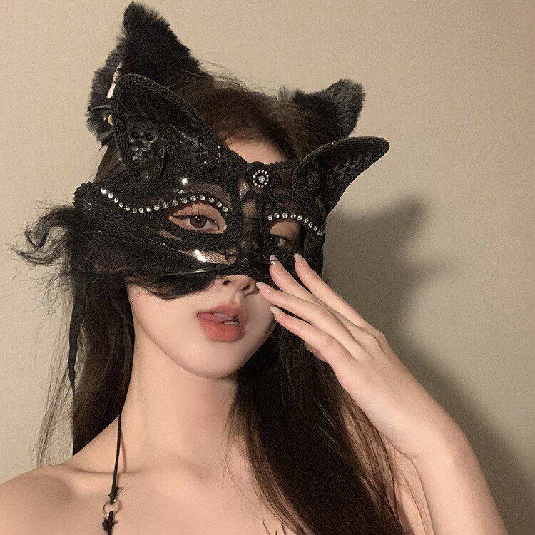 面具成人全脸情趣化妆舞会派对性感面具猫耳动物女纯欲半脸面罩道
