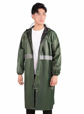 汉盾 HD-RAC006 带反光条单层连体雨衣 门襟拉链款 军绿色 均码