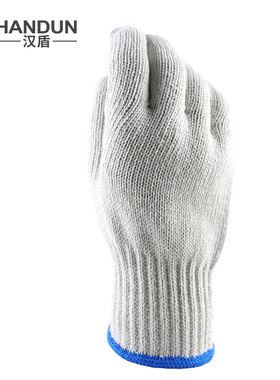 汉盾HD-850G7针本白涤棉纱线手套蓝色锁边（12双/打，20打/箱）