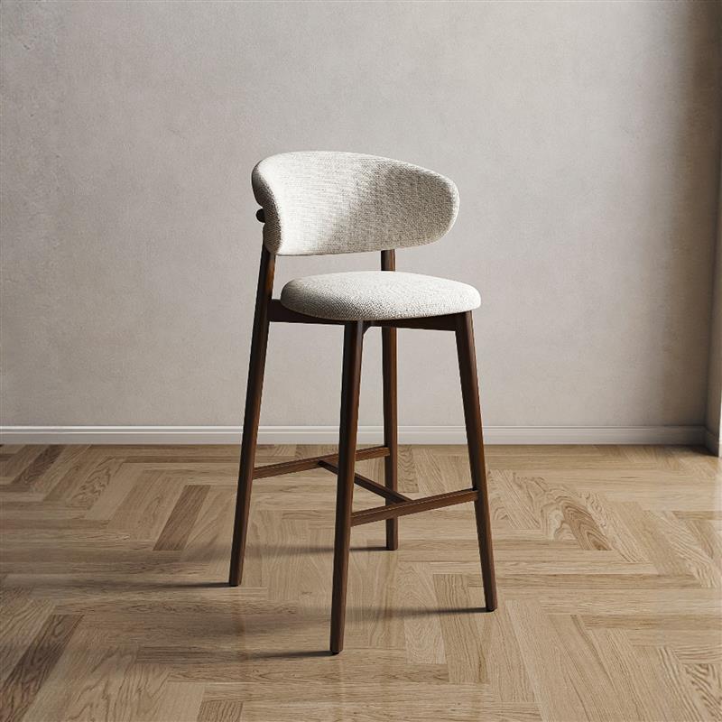 实木高脚凳吧台椅家用意式设计师酒吧椅岛台椅餐厅现代简约吧台椅
