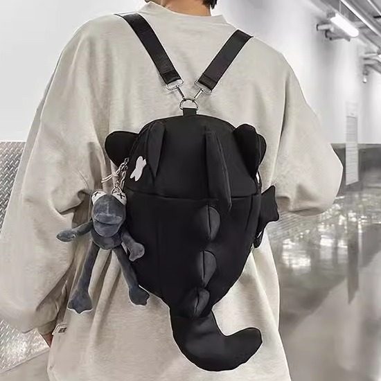 鲨鱼双肩包小众设计感骑行包男女鲸鱼摩托车背包头盔包旅行电脑包