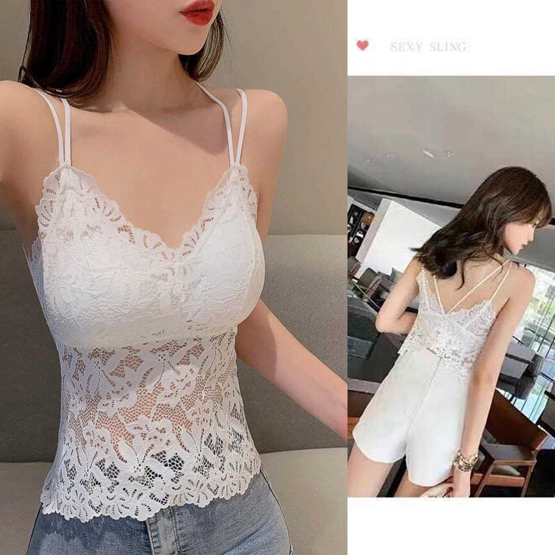 新款直销蕾丝内衣女美背裹胸抹胸文胸性感聚拢吊带背心内搭带胸垫