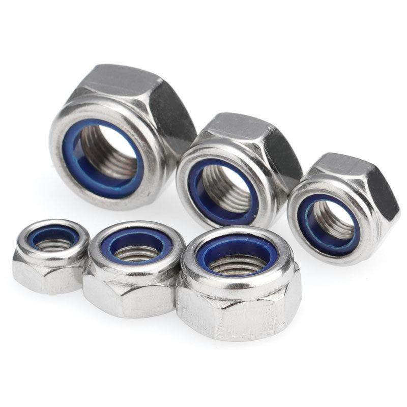 304不锈钢尼龙防松螺丝帽 201尼帽自锁正/反/细牙螺母M4M5M6M8M10