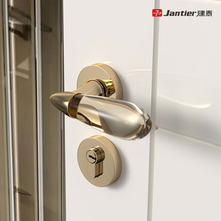 建泰水晶门锁磁吸静音金色室内房门木门房间卧室极简实木轻奢分体