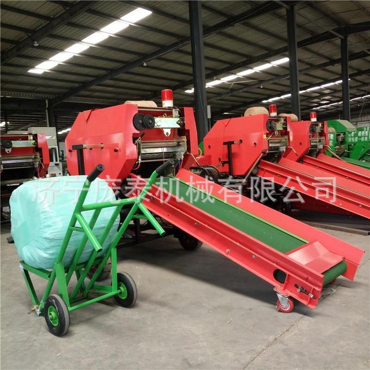 圆捆草料青储打包机 羊草储存全自动打捆机 自动缠膜的牧草压块机