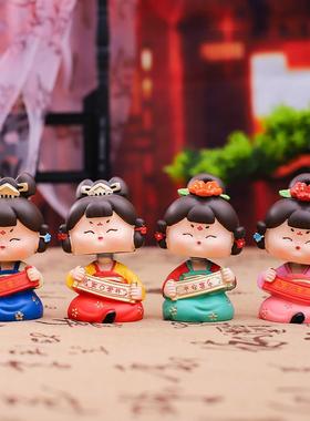 可爱创意唐小环喜乐摇头摆件国潮风萌趣桌面装饰品树脂工艺品